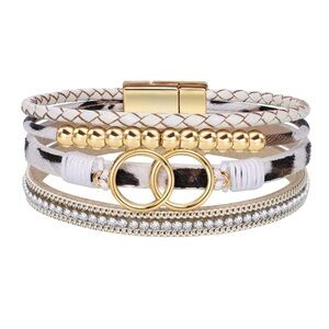 Women's Vintage Gold and White Bracelet